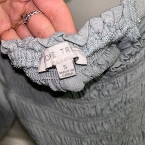 Ruched peasant top in light blue